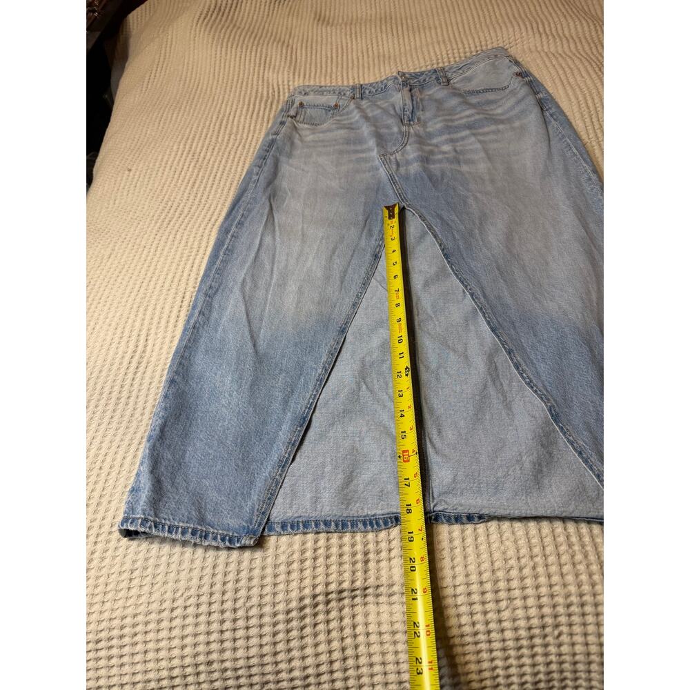 American Eagle Low-Rise Maxi Denim Medium Wash Front Slit Boho Street Skirt 12 - Picture 10 of 14